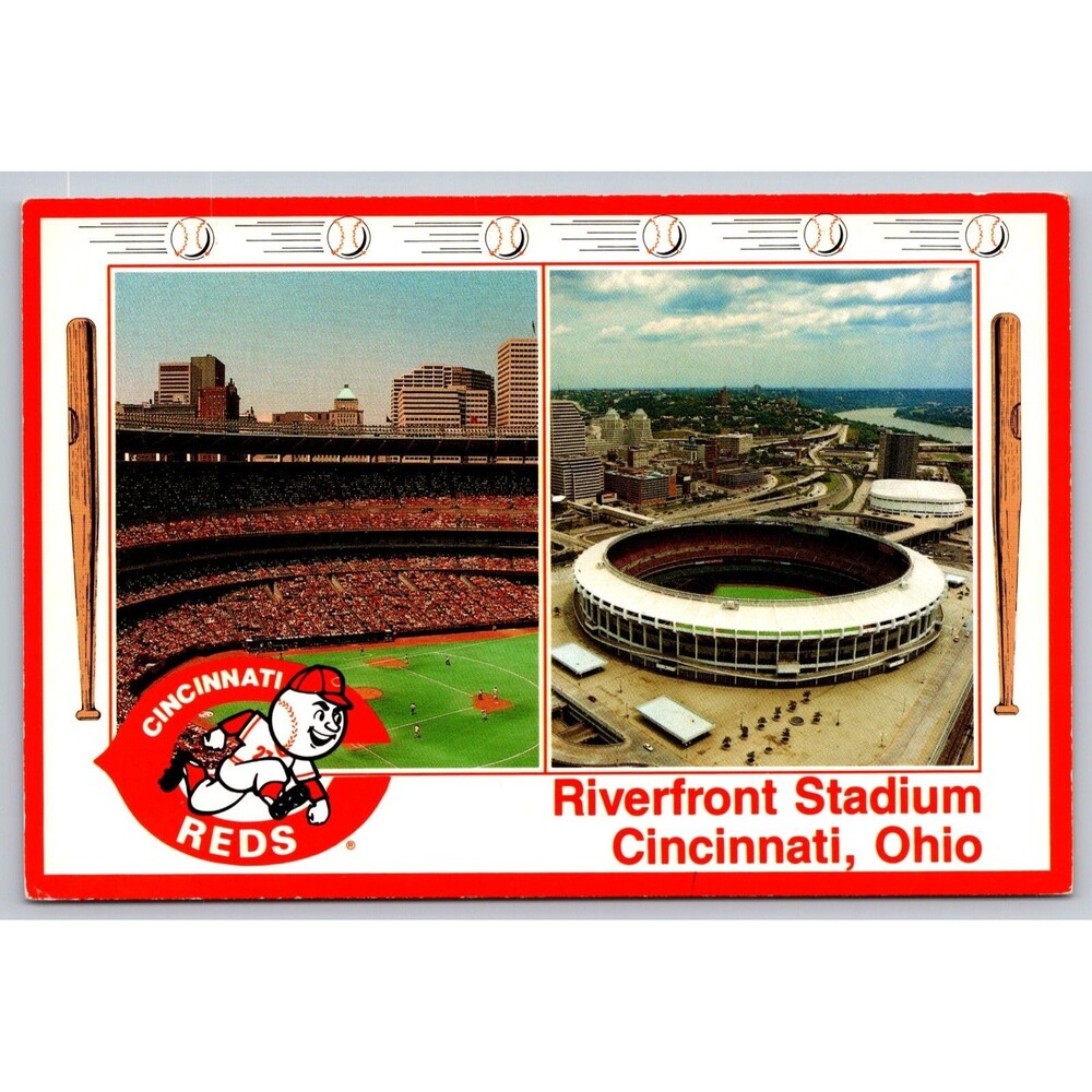 Cincinnati Reds Riverfront Stadium Postcard Vintage Baseball Stadium Photo 4x6